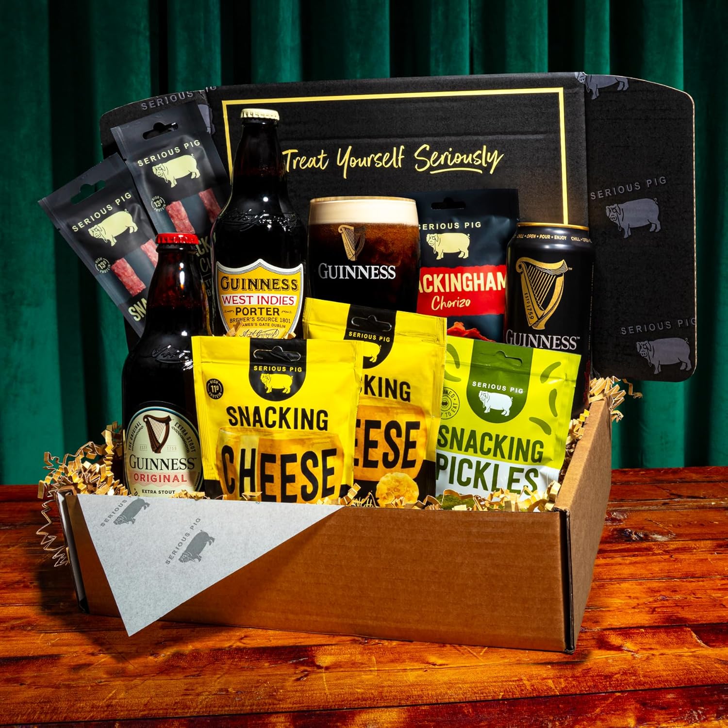 Serious Pig + Guinness Gift Set with Official Guinness Glass and Gourmet Pub Snacks (10 Pack) - Image 3