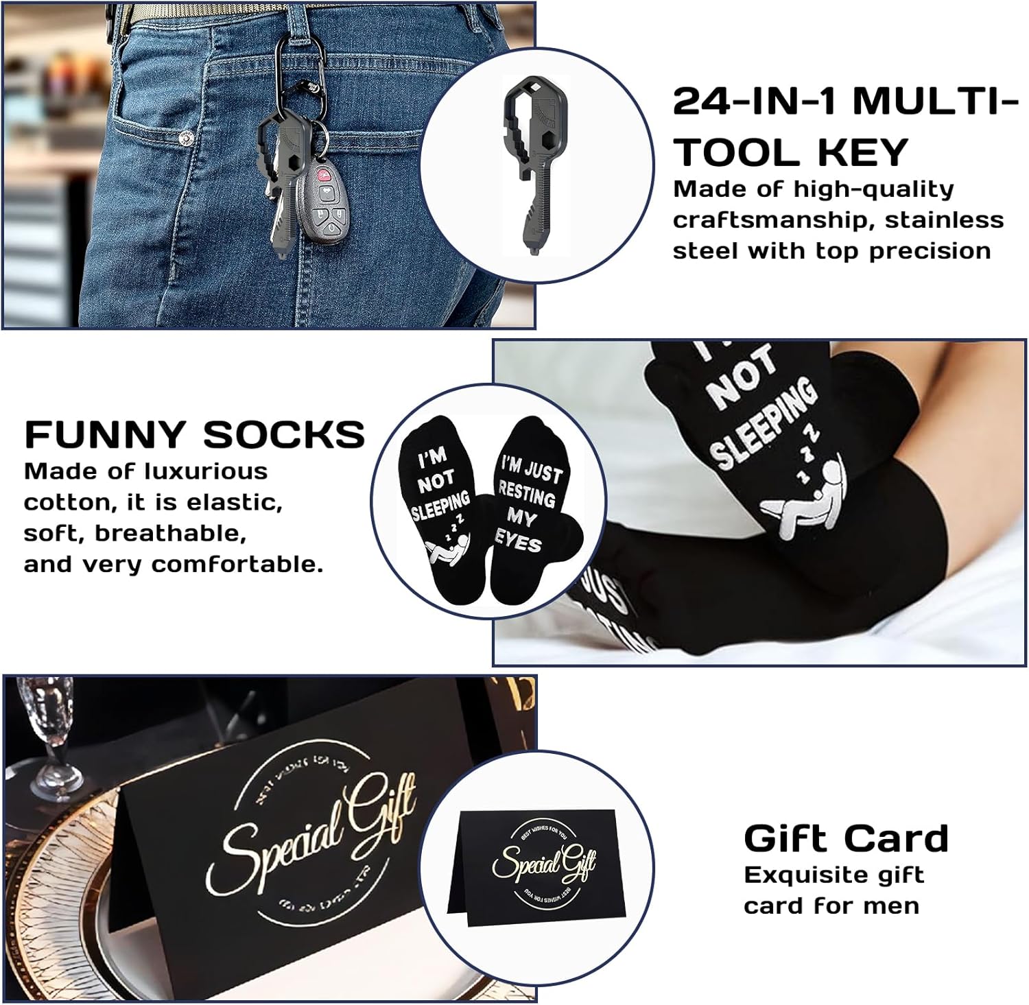 TBST Fathers Day Gift for Dad - Birthday Gifts for Men, Inspirational Gifts for Men Dad Father Husband Boyfriend - Valentines Present for Him, Greeting Card, Keychain, Socks - 20 Oz Tumbler - Image 2