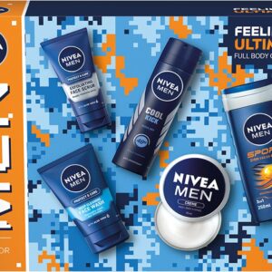 NIVEA MEN Feeling Ultimate Gift Set (5 Products), Men’s Skincare Set with Shower Gel, Face Wash, Face Scrub, Moisturising Creme, and Anti-Perspirant Spray