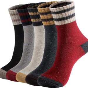 5 Pairs Womens Socks, Thermal Socks Women, Women’s Comfortable Warm Thick Sock Winter Wool Ladies Sock