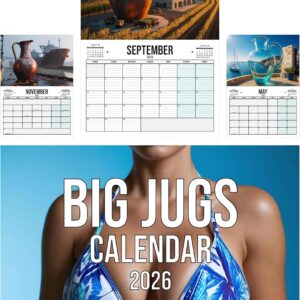 Calendar 2026 Joke Big Jugs – A3 Month to View, features 12 Detailed Images of Big Jugs – Funny, Gag, Great Gift for Birthdays, Secret Santa Christmas Stocking Present