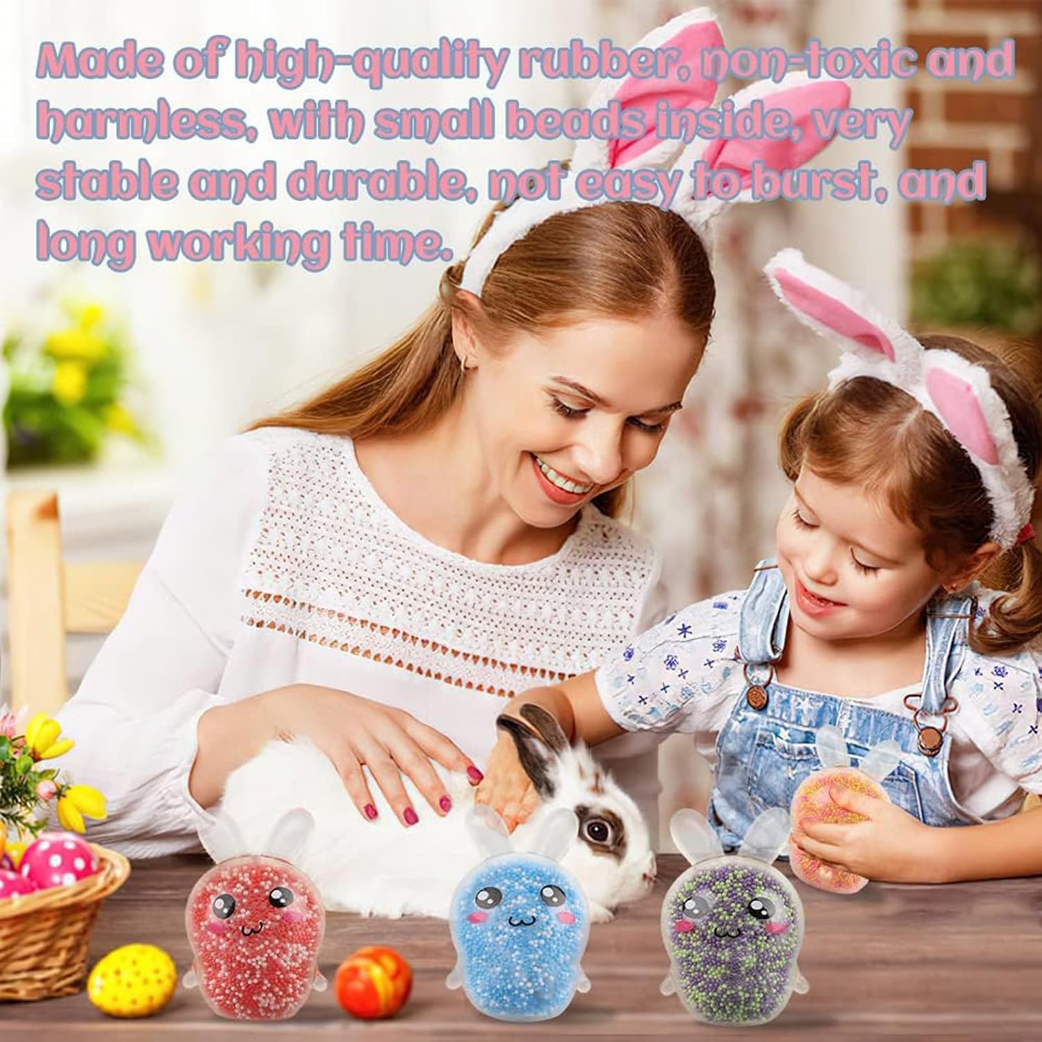 4PCS Easter Bunny Stress Balls Toy, Easter Gifts for Kids, Easter Basket Fillers, Rabbit Squeeze Toy for Adults and Children,Relieve Work Anxiety, Exercise Hand Flexibility - Image 7