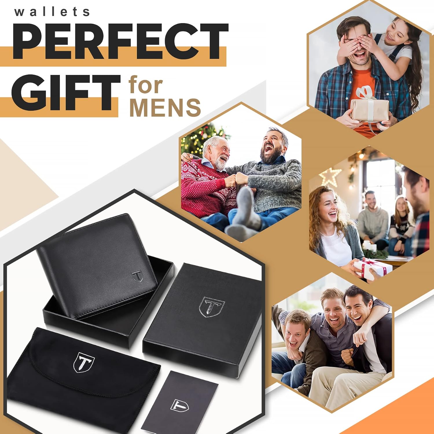 TEEHON® Wallets Slim Genuine Leather RFID Blocking Wallet with 11 Card Holder, 2 banknote compartments, Coin Pocket, Minimalist Wallets for Men UK with Gift Box - Black and Orange - Image 6