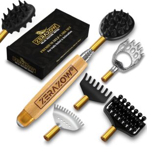 Telescopic Back Scratcher (5 Detachable Heads) for Men & Women, Gifts for Men, Dad Birthday, Christmas Gifts, Stocking Fillers | Extendable Itch Relief Gadget & Massage Tool | UK Brand