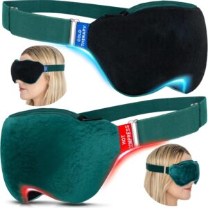 Medi Grade Heated & Cooled Eye Mask – Black Silk, 8.27in. x 3.74in., Pull On, Hot & Cold Therapy, HydroBead Technology, Color-Changing Safety, Ideal for Dry Eyes, Puffy Eyes, Migraine Relief