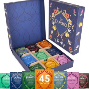 Pukka Herbs Premium Herbal Tea Selection Gift Set Box Ideal Gifts For Women & Men, Birthday, Anniversary & Self-Care Eco-Friendly Selection, 45 Tea Bags, 9 Delicious Flavours