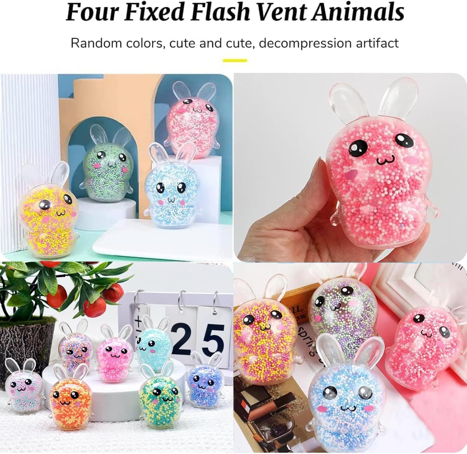 4PCS Easter Bunny Stress Balls Toy, Easter Gifts for Kids, Easter Basket Fillers, Rabbit Squeeze Toy for Adults and Children,Relieve Work Anxiety, Exercise Hand Flexibility - Image 4