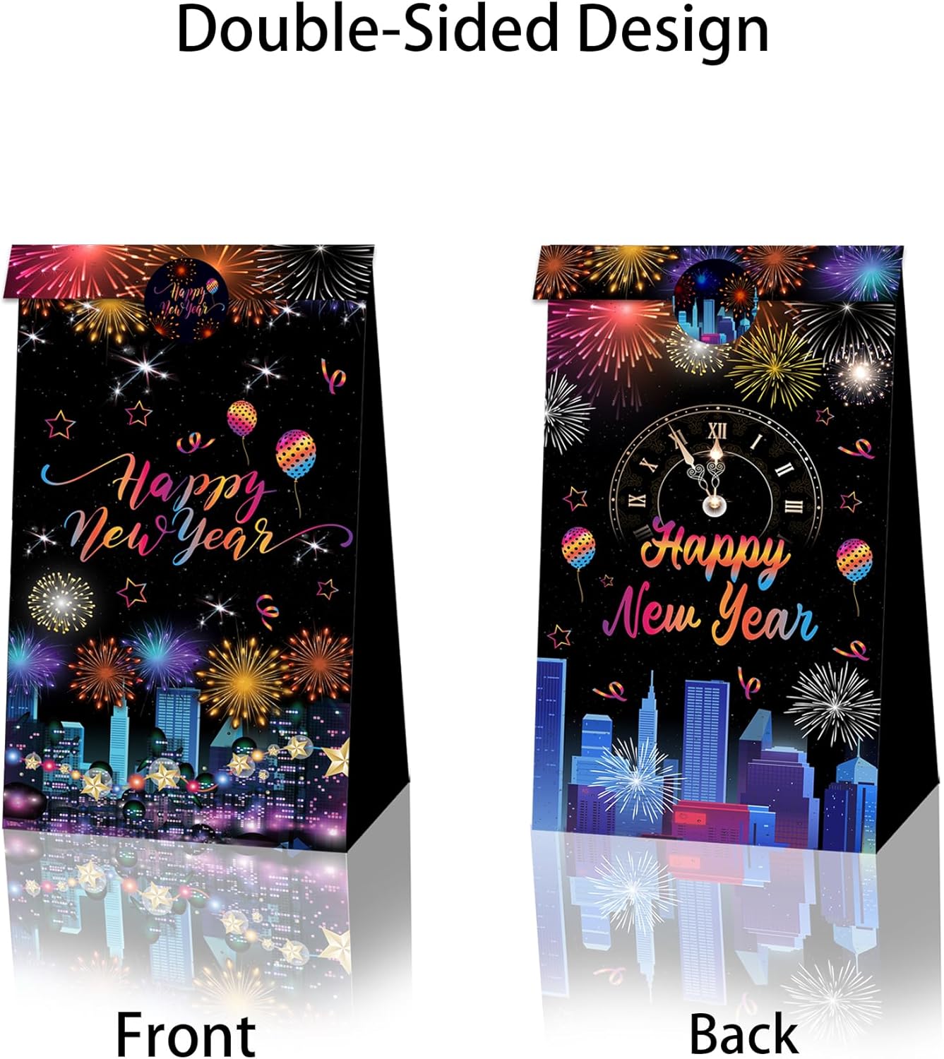 DPKOW New Years Eve Party Supplies 2026, 12pcs Colorful New Year Party Gift Bags Happy New Year Decorations 2026 New Years Eve Party Favor Bags Treats New Year Present Bags with Label Stickers - Image 7