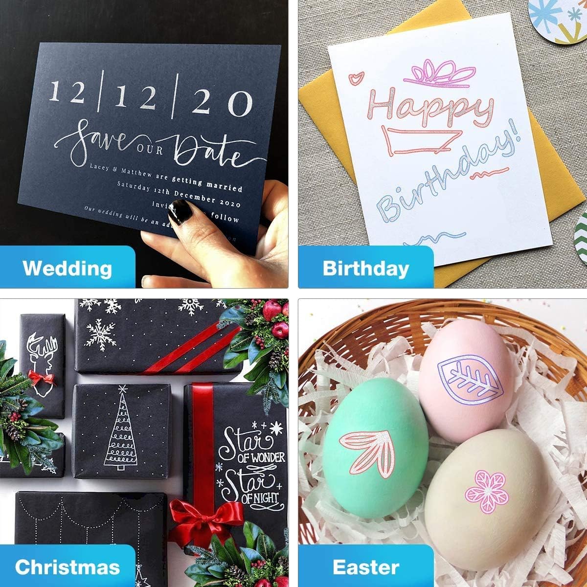 ECtury Valentines Gifts for Kids, 12 Glitter Pens Outline Marker Pens, Arts and Crafts for Kids, Gifts for Teenage Girls, Art Supplies Colouring Pens Outline Pens, Gifts for 4-12 Year Old Girls - Image 6