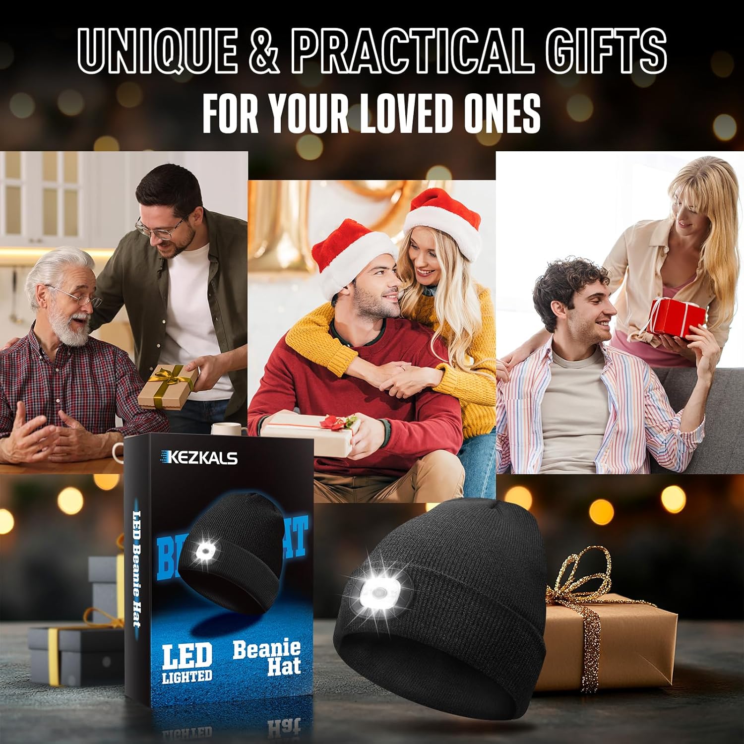 KEZKALS Gifts for Men Women, Valentines Gifts for him/her, USB Rechargeable Beanie Hat with LED Light, Birthday Dad Gifts for Men Who Have Everything, Mens Valentines Gifts, Father's Day Gifts - Image 2