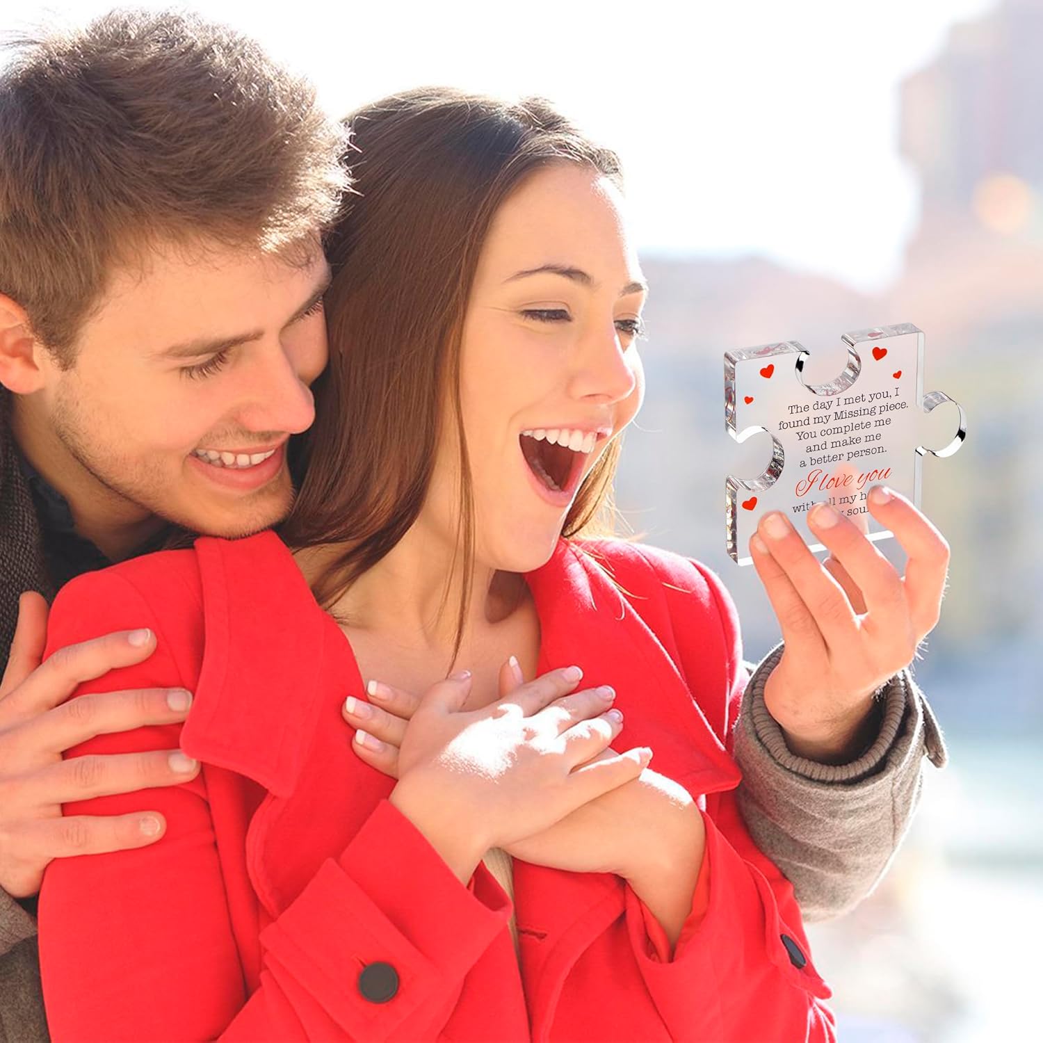 Valentines Gifts for Him, Her - 3.35"x 2.76" Acrylic Puzzle Stand with Printed Message - Birthday, Wedding for Boyfriend, Girlfriend - I Love You Presents for Husband, Wife - Image 7