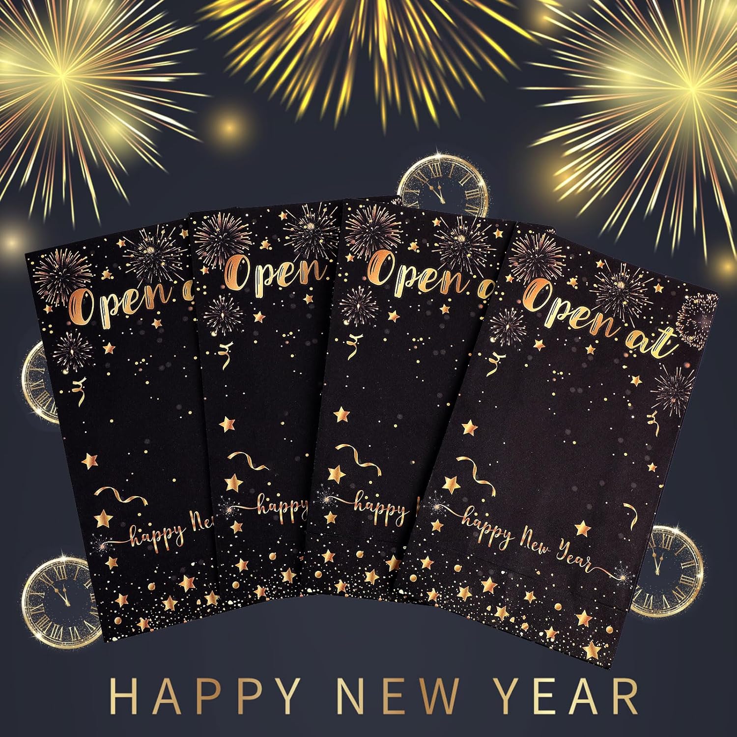 DPKOW Happy New Year Gift Bags for New Year's Eve Party Supplies 2026, 12pcs NYE Party Favor Treats Bags for New Years Eve Decorations 2026 Paper Clock Countdown Bags with Label Stickers - Image 8