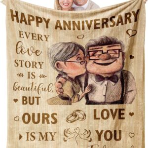 Anniversary Blanket Gifts for Him Her Couple, Wedding Anniversary Throw Gifts for Parents, Happy Anniversary for Wife Husband, Romantic I Love You Gifts, Golden Idea for Women Men, Blanket 150x130CM