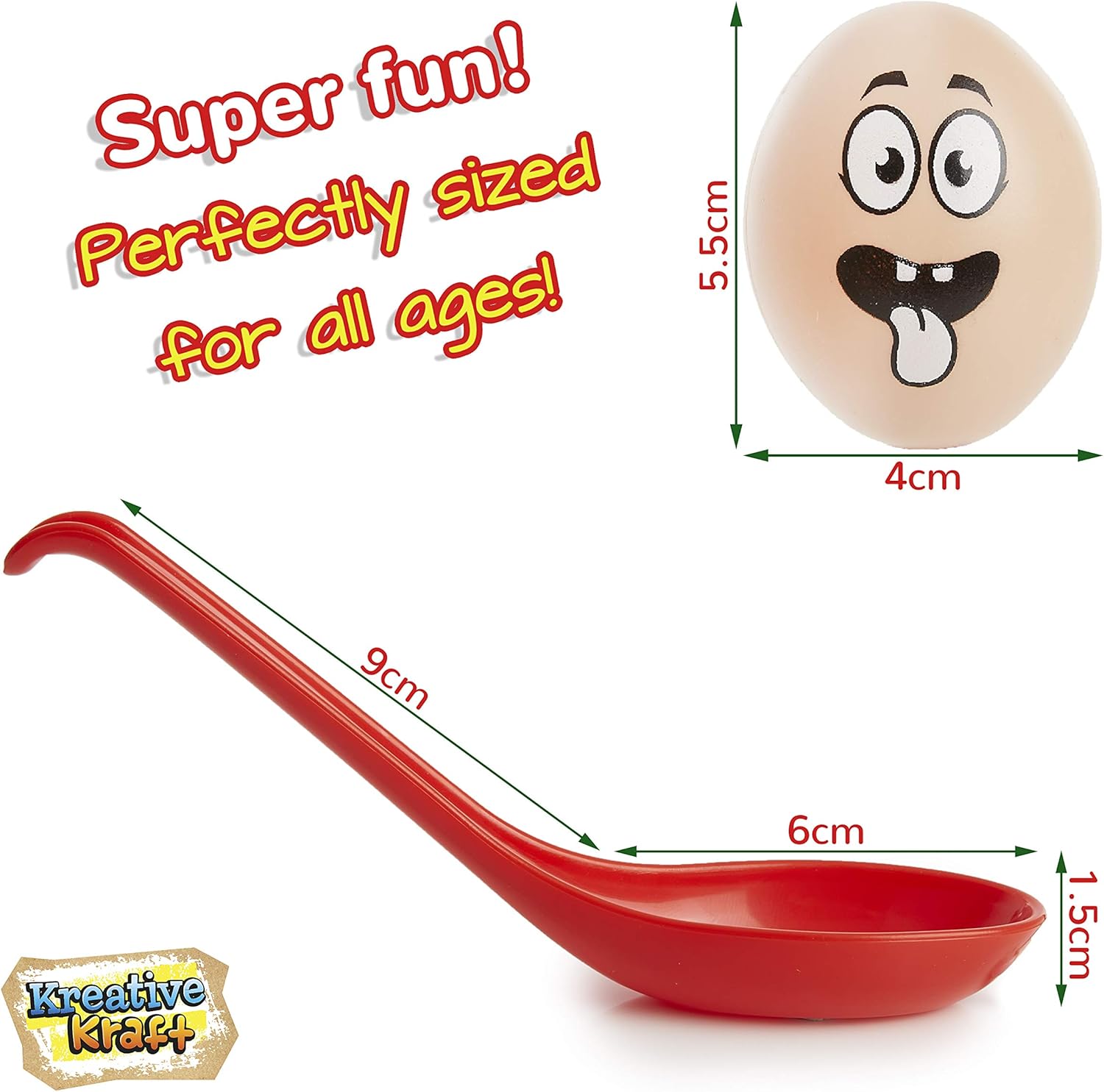 KreativeKraft Egg and Spoon Race Kit, Garden Outdoor Toys Family Party Games Set Includes 6 Easter Eggs & 6 Plastic Spoons Kids and Adults - Image 6