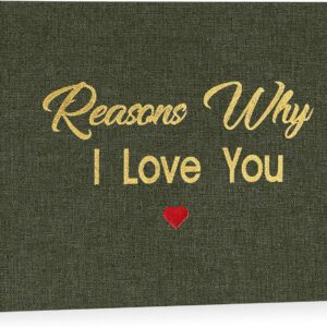 Miaikoe What I Love about You Fabric Book, Fill-in-the-Blank Love Journal Book for Couples Husband Wife Him Her Birthday Christmas Gifts Stocking Stuffer (Green)