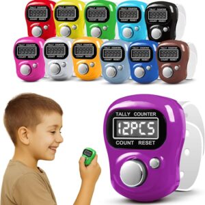 Riff Ruffle 12-Pack Digital Finger Tally Counters for Kids – #1 Trending Fidget Toy, Adjustable Rings, Colorful Party Favors, Goodie Bag Gifts, Classroom Prizes –Fun Click Counters for Events& Games