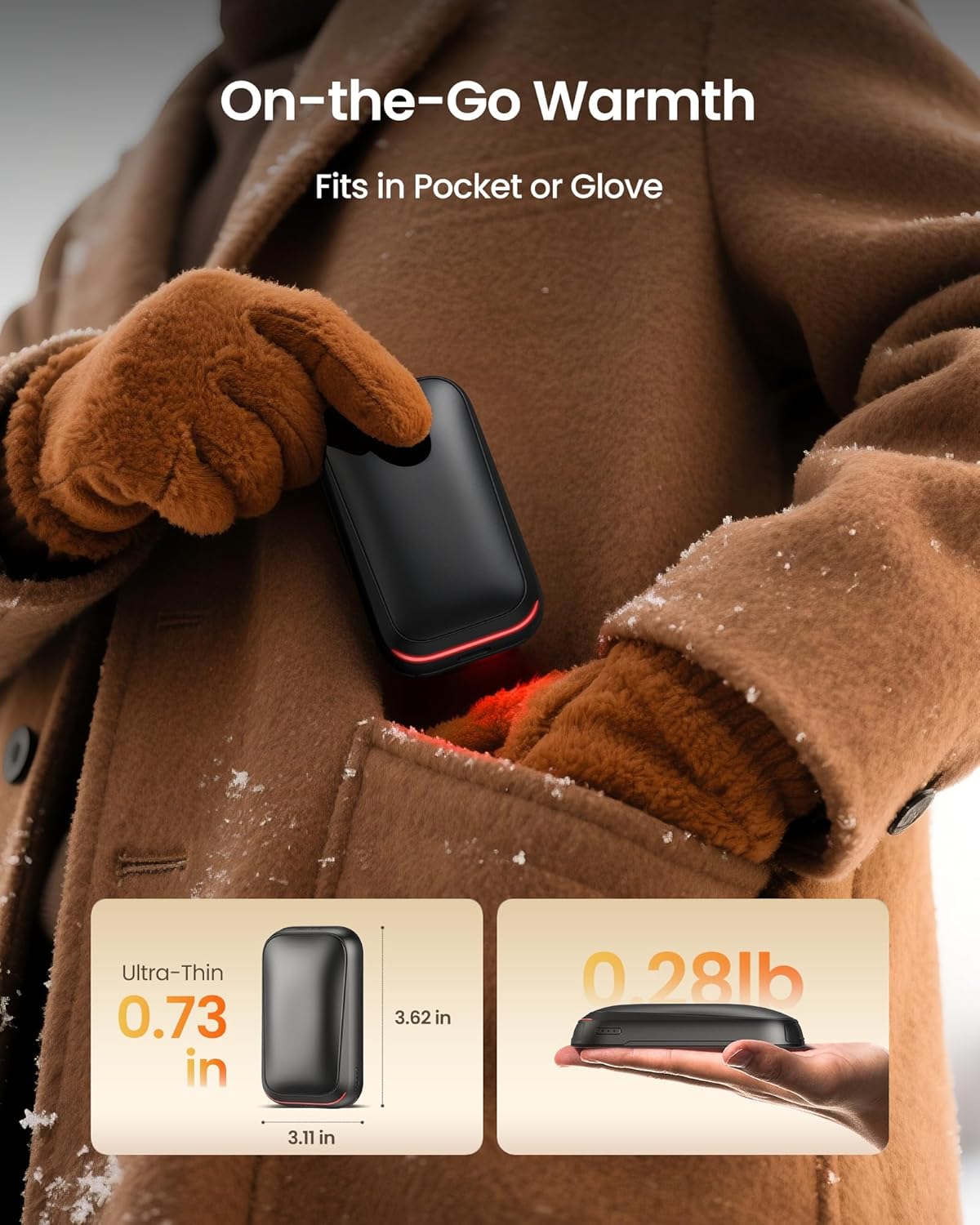 Gaiatop Magnetic Hand Warmers Rechargeable 2-Pack, Pocket Electric Hand Warmer Reusable, 3s Fast Heating, Fits in Gloves, Winter Sports Golf Accessories, Valentines Gifts for Men Women Secret Santa - Image 5