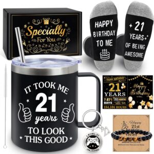 MOTONG 21st Birthday Gifts for Men – Unique Funny Gift Baskets for 21st Men, 7Pcs 21 Years Old Mens Birthday Gifts Ideas Keepsake, Presents for Son, Friend, Brother, Lover