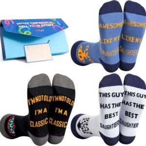 Moyel 3 Pairs Dad Gifts from Daughter Funny Socks Men 9-11 Christmas Presents for Dad Daddy Gifts from Daughter Dads Birthday Gifts from Kids Father’s Day Gifts Ideas from Little Girl