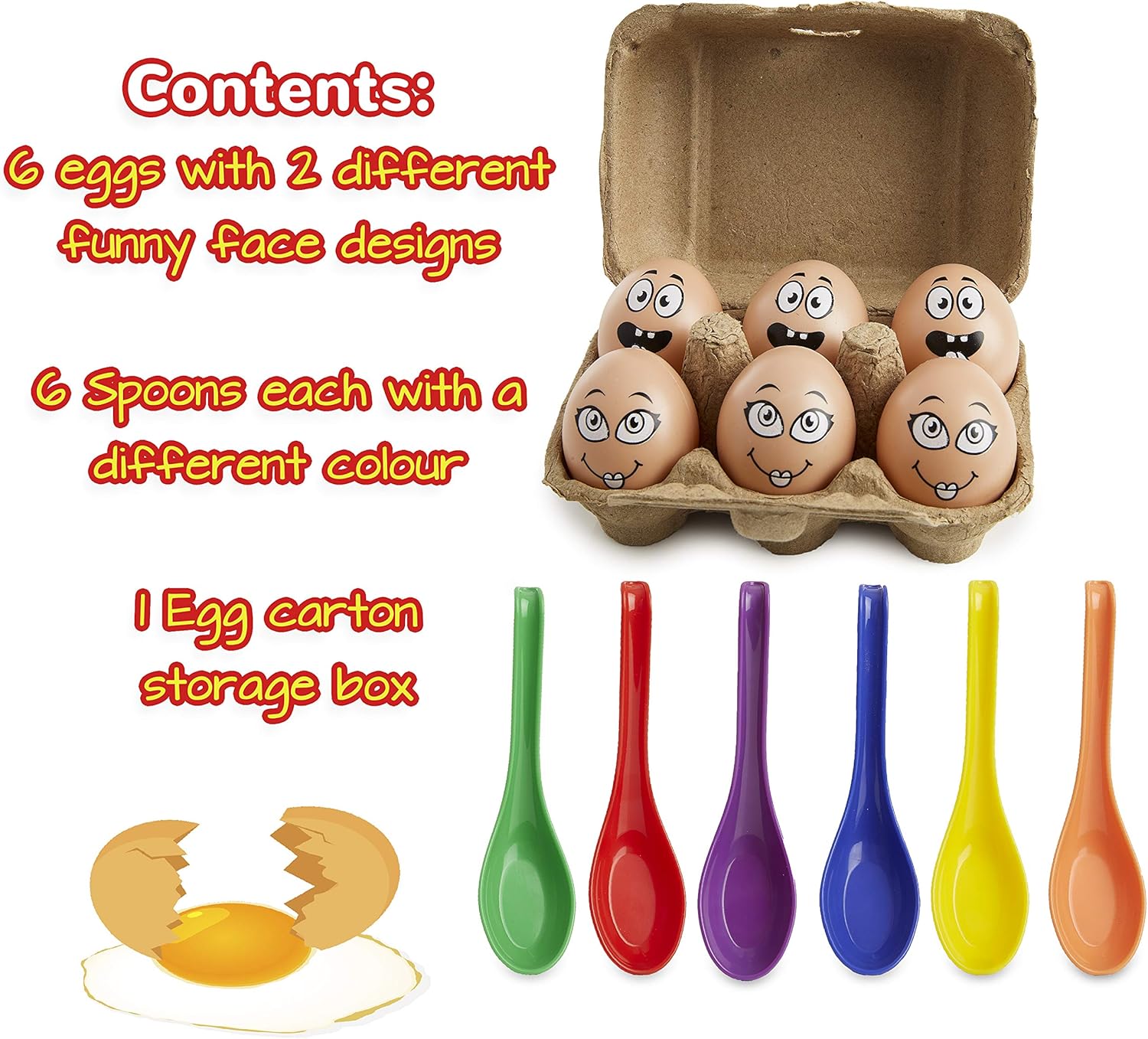 KreativeKraft Egg and Spoon Race Kit, Garden Outdoor Toys Family Party Games Set Includes 6 Easter Eggs & 6 Plastic Spoons Kids and Adults - Image 5