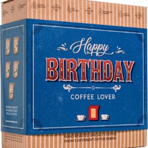 Gourmet Birthday Coffee Gift Set for Men & Women – 5 of The World’s Finest Single Estate Specialty & Organic Coffees | Brew & Enjoy Anytime, Anywhere | Hamper Style Letterbox Gift Idea for Him & Her