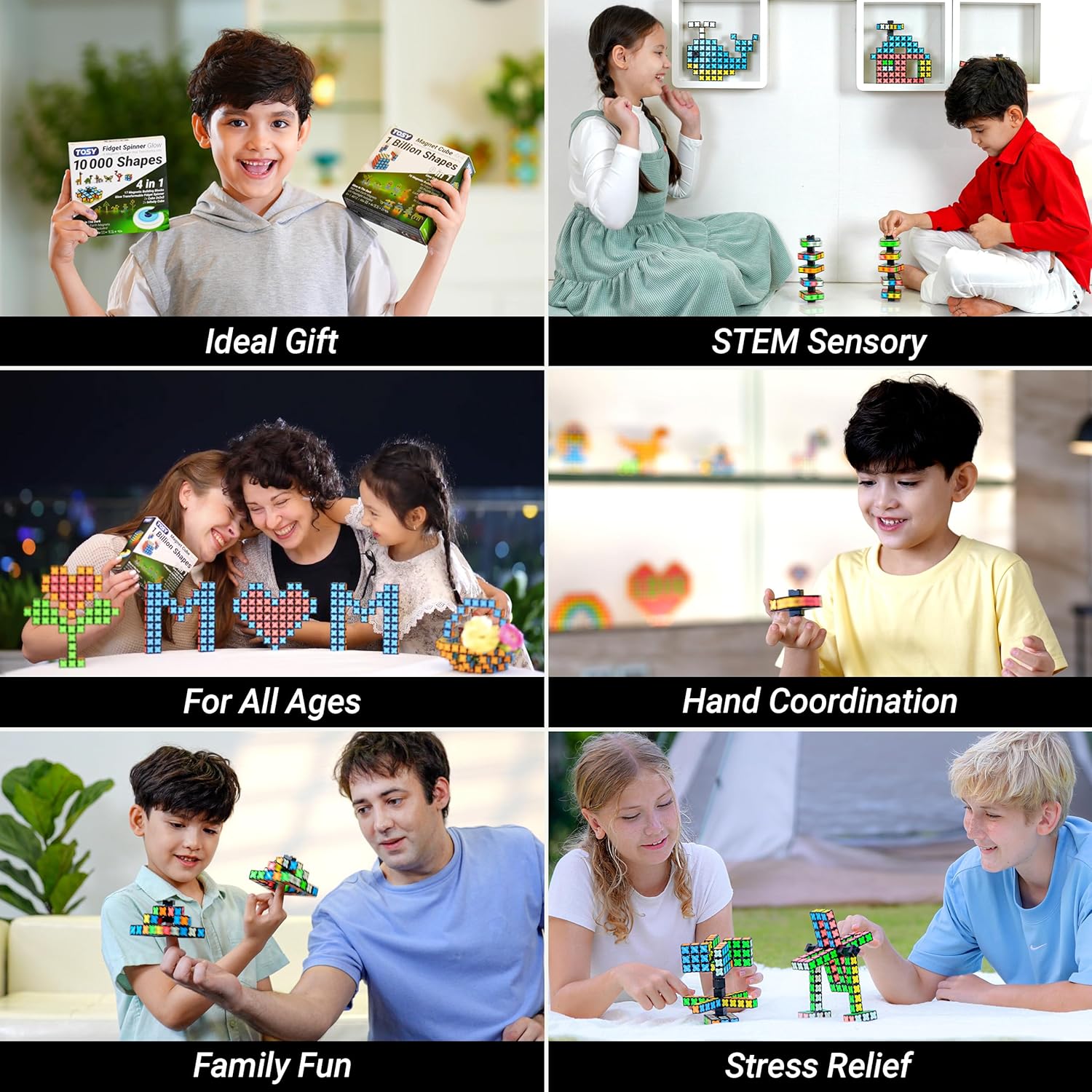 TOSY Magnet Fidget Spinner Mini - 8 blocks, 3 in 1 Toy: Transformable Fidget Spinner, Infinity Cube, 2x2 Puzzle Cube, Christmas Stocking Stuffers Gift for Kids/Adults, STEM Sensory Stress Relief Toy - Image 5