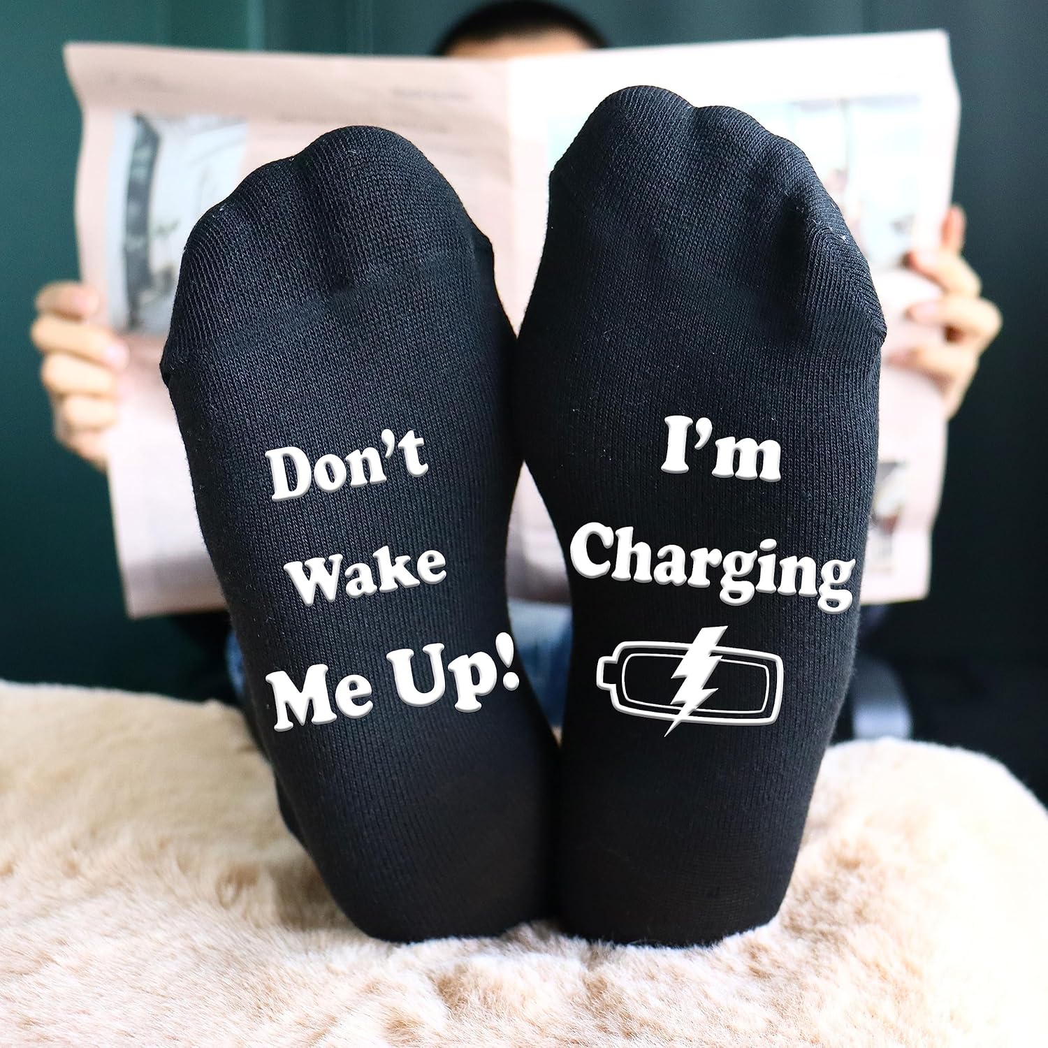 Jeasona Funny Socks Men 9-11 Black Cotton Non-slip Funny Gifts for Men - Image 2