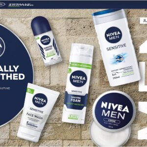 NIVEA MEN Totally Soothed Gift Set (5 Products), Men’s Skincare Gift Set with Shaving Foam, Shower Gel, Anti-Perspirant, Face Wash, and Moisturising Creme