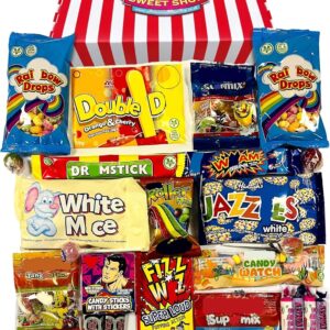 Retro Sweets Gift Box: Candy Striped Old Fashioned Sweets Selection Hamper: Birthday Present for Him & Her, Men, Women, Boys, Girls