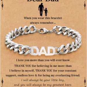 Aretas Mens Bracelet Gifts for Dad Daddy Papa Son Men Boys Him Father Day Birthday Cuban Chain Bracelet Jewellery Gifts from Daughter Son