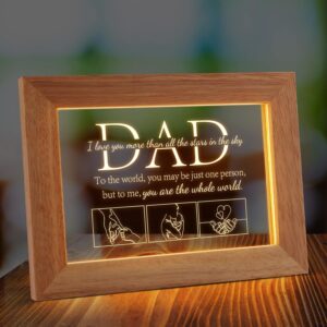 PRSTENLY Dad Gifts, Dad Birthday Gifts from Daughter Son, Father’s Day Gift for Men Night Light Frame with Grateful Sayings for Daddy Gift for Birthday Presents Christmas