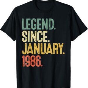 40 Years Old Gifts Legend January 1986 40th Birthday Men Him T-Shirt