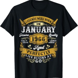 Legends were Born in January 1966 Vintage 60th Birthday Men T-Shirt