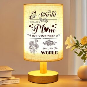 Linkax Mothers Day Gifts for Mum Nan, Mum Birthday Gifts from Son Daughter Kids, Table Lamp Bedside Lamp with Fabric Shade, Thank You Presents for Mom Mummy Nana Nanny Grandma Sister Mam
