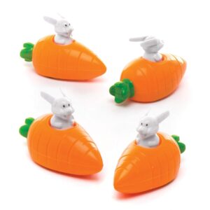 Baker Ross AW271 Bunny & Carrot Pull Back Racers (Pack of 4) for Kids Easter Party Bag Fillers or Gift Ideas,18 x 15 x 4 centimeters