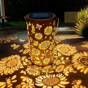 Valentines Day Gifts for Women Mum Grandma Birthday, Sunflower Solar Lanterns Garden Decorations, Solar Garden Lights for Patio Yard Pathway