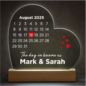 Personalised Valentines Day Gifts – Wedding Day – Anniversary Presents for Her – Custom LED Night Light Gifts for Girlfriend, Boyfriend, Husband, Wife or Couples