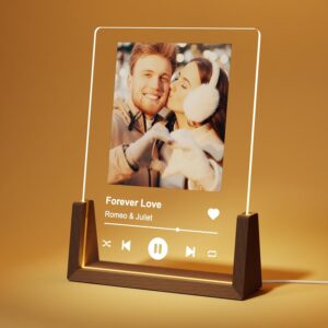 Personalised Spotify Photo Frame – Customised Acrylic Plaque Night Lights, Anniversary Birthday Gifts for Him, Valentines Gifts for Her Girlfriend Boyfriend Couples Husband Wife Women Men