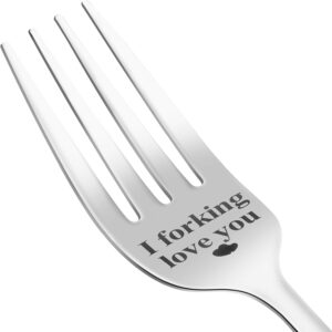 Valentines Gifts for Him Her,Stainless Steel Engraved Fork,Valentines Day Gifts for Women Men,Anniversary Presents for Him Her Girlfriend Boyfriend on Birthday Christmas