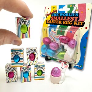 World’s Smallest Easter Egg – Pack of 7 Tiny Miniature Solid Chocolate Easter Eggs with flat packed boxes to assemble at home and Easter Bunny – Fun Novelty Gift For Children, Friends, Relatives (7)