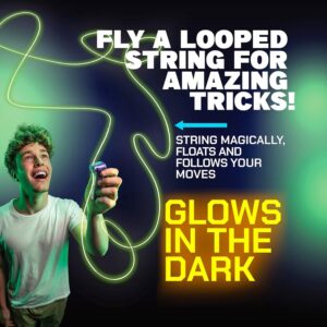 ZipString Luma – Glow in the Dark String Launcher Toy – Viral Outdoor Fidget Toy for Kids & Adults – Cool Rechargeable Toys – Cosmic Green Glow Zip String