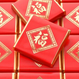 Wyeland Confectionery Chinese New Year 2026 Good Fortune Milk Chocolate Neapolitans – Red and Gold – 25 Chocolates