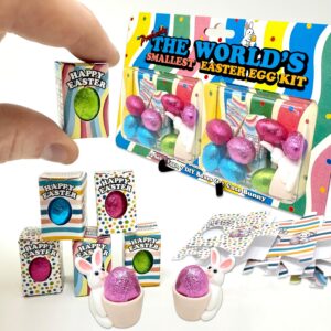 World’s Smallest Easter Egg – Pack of 14 Tiny Miniature Solid Chocolate Easter Eggs with flat packed boxes to assemble at home and Easter Bunny – Fun Novelty Gift For Children, Friends, Relatives (14)