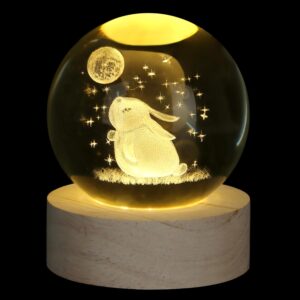 XIANNVXI 3D 60mm Rabbit Crystal Ball Bunny Paperweight Rabbit Gifts Easter Bunny Ornament Paperweight Decor Sphere Glass Ball Ornament Bedroom Decor Easter Gifts
