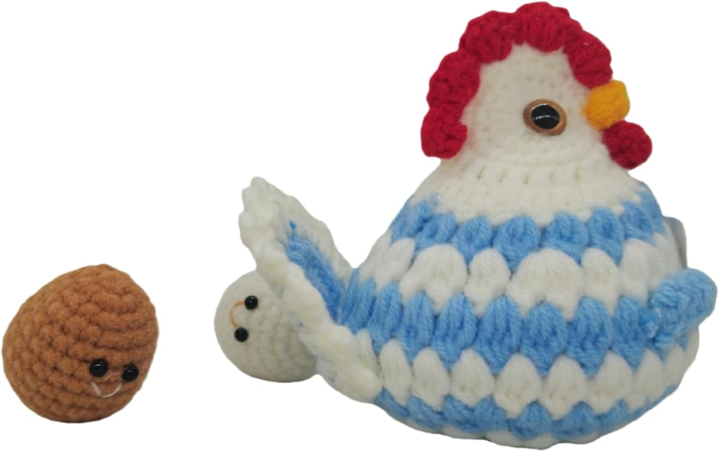 1Pc Handmade Crochet Funny Gift Blue Hen Positive Animal with Inspirational Message Card Unique Gifts for Her Him Women Men Friends,Couple,Girlfriend,Colleagues - Image 3