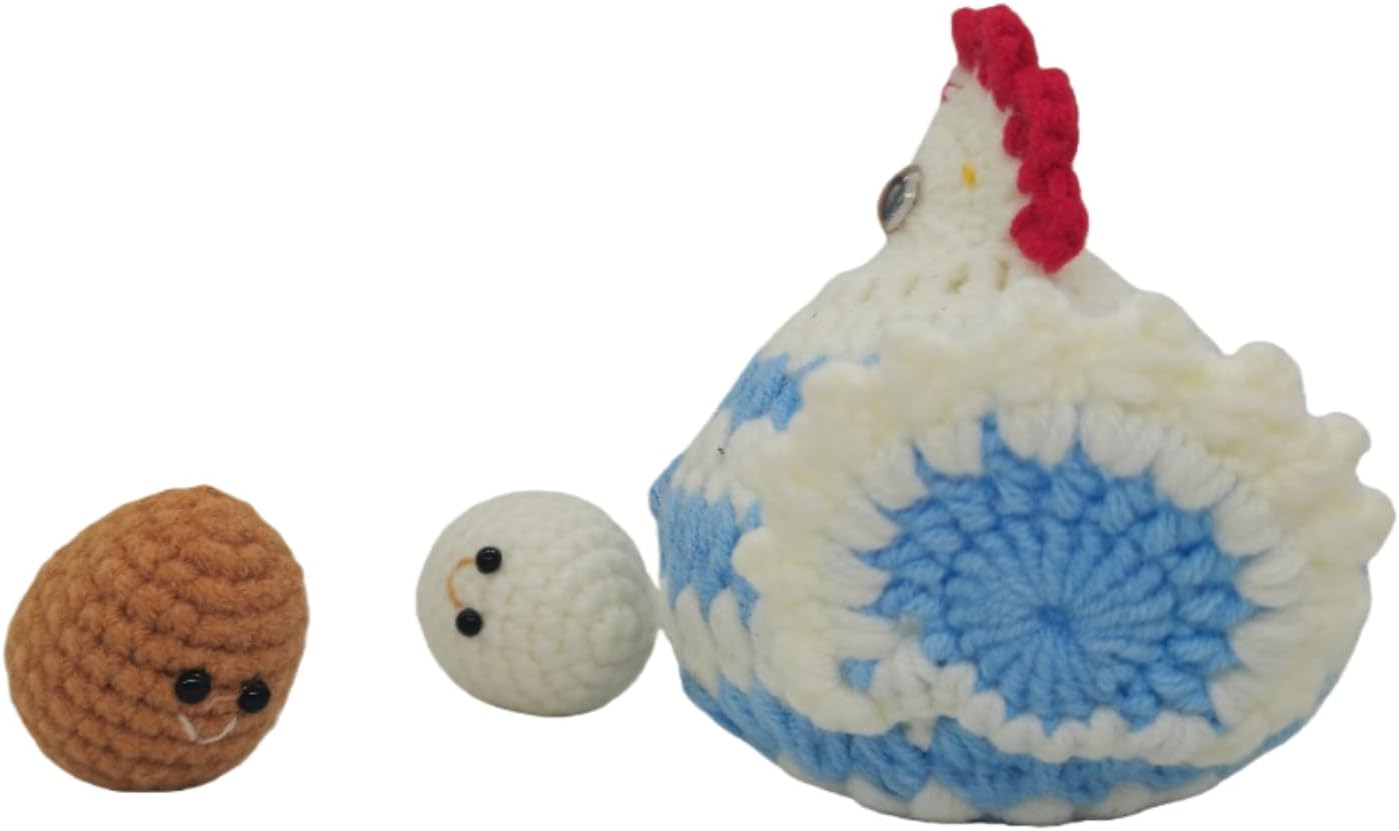 1Pc Handmade Crochet Funny Gift Blue Hen Positive Animal with Inspirational Message Card Unique Gifts for Her Him Women Men Friends,Couple,Girlfriend,Colleagues - Image 4