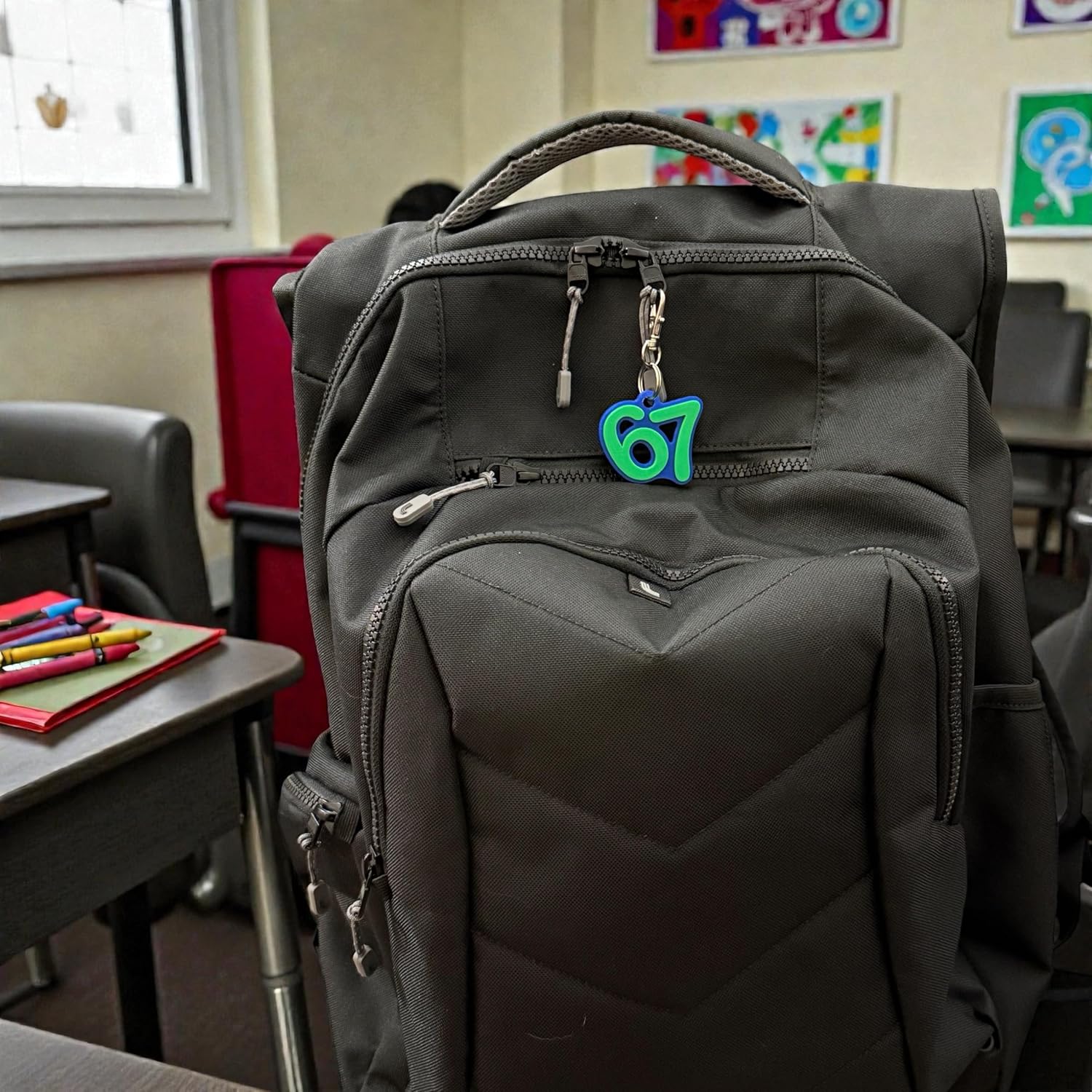 6 7 Meme Keychain Set, Funny Trending Backpack Charm for Kids and Teens, Viral Six Seven Novelty Gift, 3 Pack - Image 3