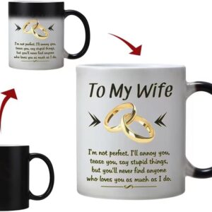 Wife Gifts from Husband,Funny Colour Changing Wife Coffee Mug 11-OZ Ceramic Cup-Wife Birthday Gifts Ideas,Romantice Wedding Anniversay Christmas Valentines Day Gifts for Wife for Her