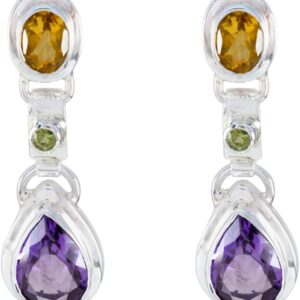 Genuine Gems Multi Faceted Multi Earrings – 925 Silver Earring Multi Multi Genuine Gems June Month Gemini Astrology Earring – now trending gift for halloween