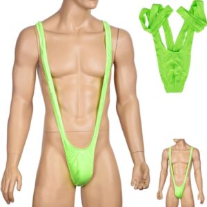SHATCHI Men’s Shatchi Borot Mankini Man Underwear Swimwear Thong Stag Do Fancy Dress Costume, Green, One Size UK